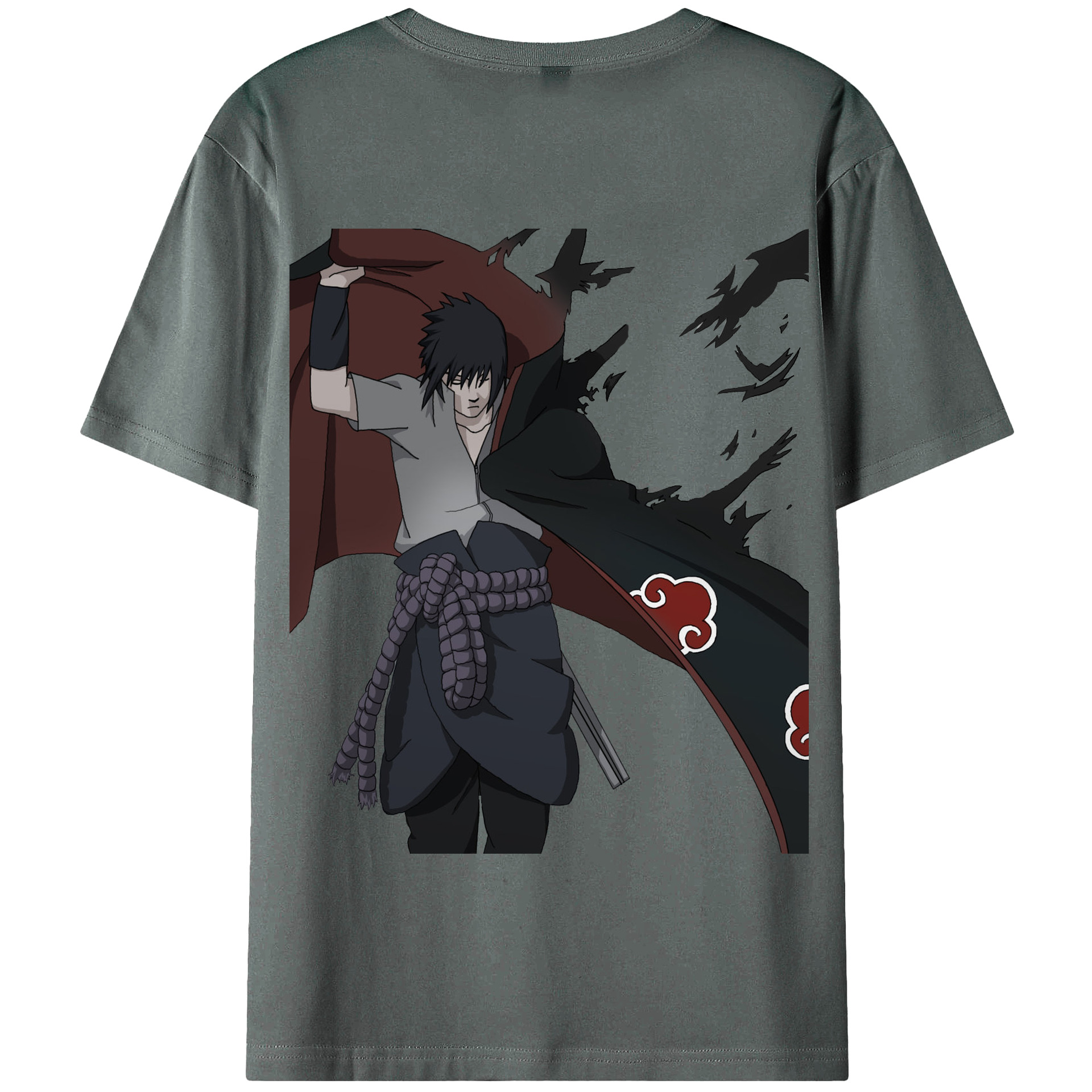 （画像用） NARUTO -ナルト- うちは サスケ Uchiha Sasuke 綿100％半袖Tシャツ（背面プリント）